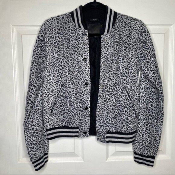 R13 Grey Leopard Shrunken Roadie Jacket in Enzyme Stone Wash - Picture 3 of 13